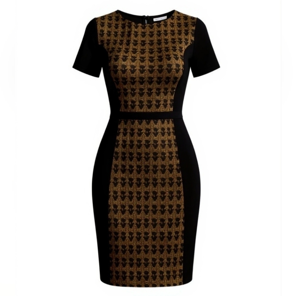 Halston Heritage  Black Cocktail Dress with Lace Detailing size 4